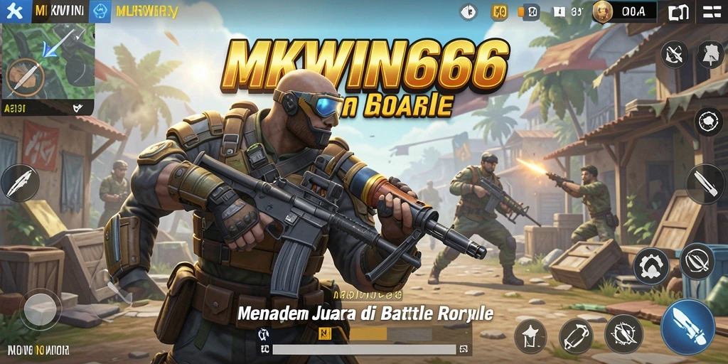 Screenshot gameplay MKWIN666 menampilkan aksi seru di medan perang Battle Royale.