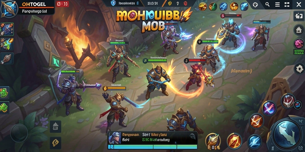 Screenshot gameplay OHTOGEL yang menunjukkan pertempuran seru antar tim.